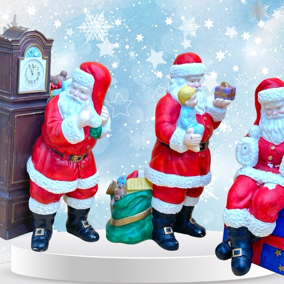 Santa Claus Figurine Porcelain Red White Toys Sack - Picture 3 of 16